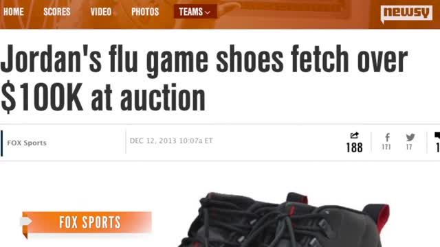 News video: Michael Jordan's 'Flu Game' Shoes Sell For $105K